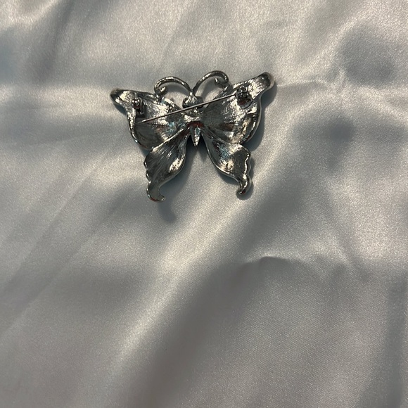 Avalaya Sky Blue Enamel Crystal butterfly brooch - Picture 2 of 11